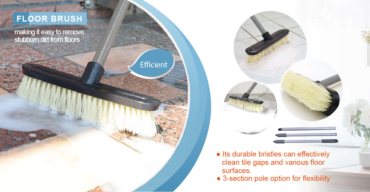 RT-C1042-1 Floor Brush - 3-section pole option for flexibility