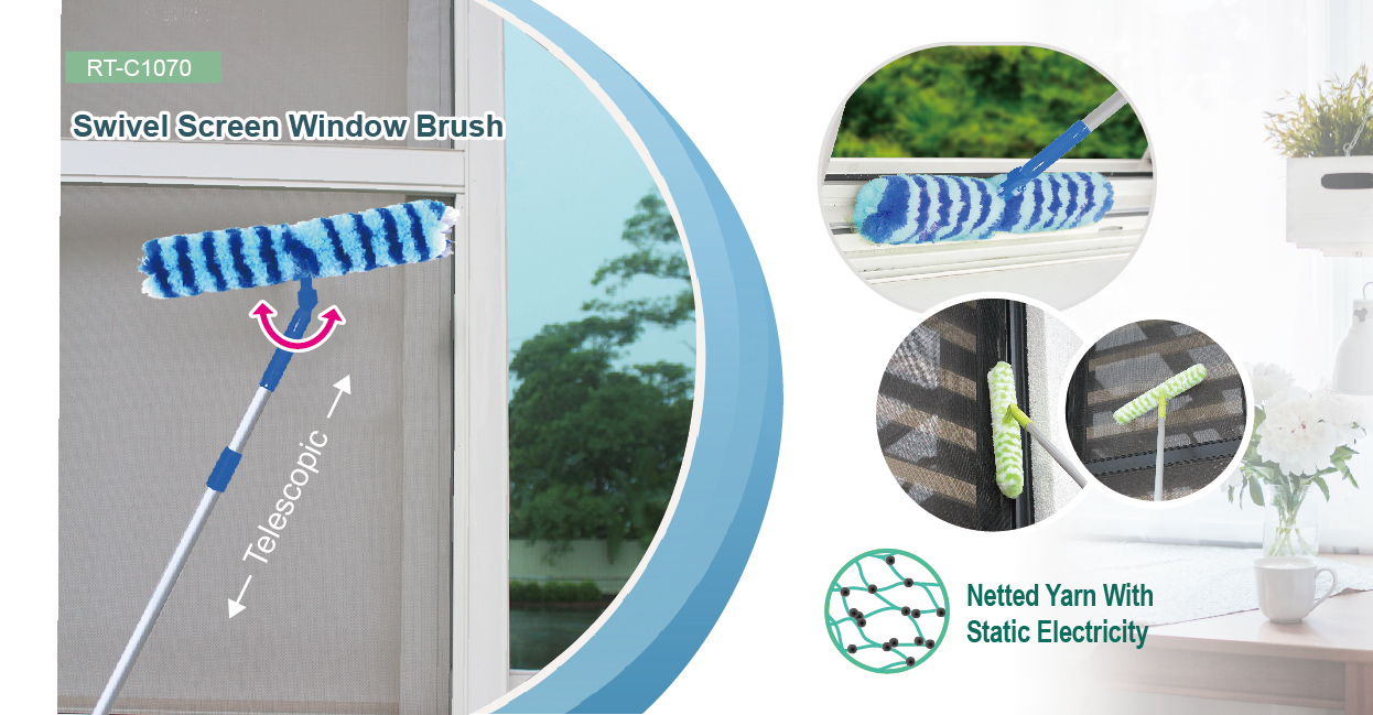 RT-C1070 Swivel Screen Window Brush - Netted Yarn with Static Electricity