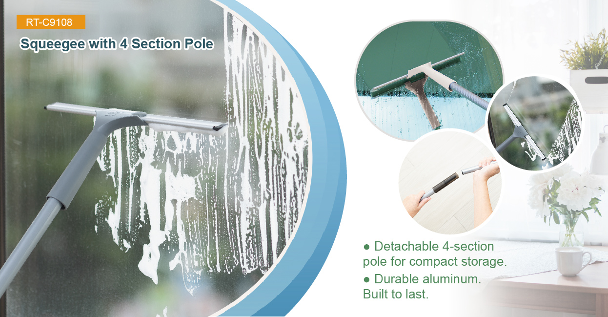 RT-C9108 Squeegee with Extension Pole - Durable aluminum built last