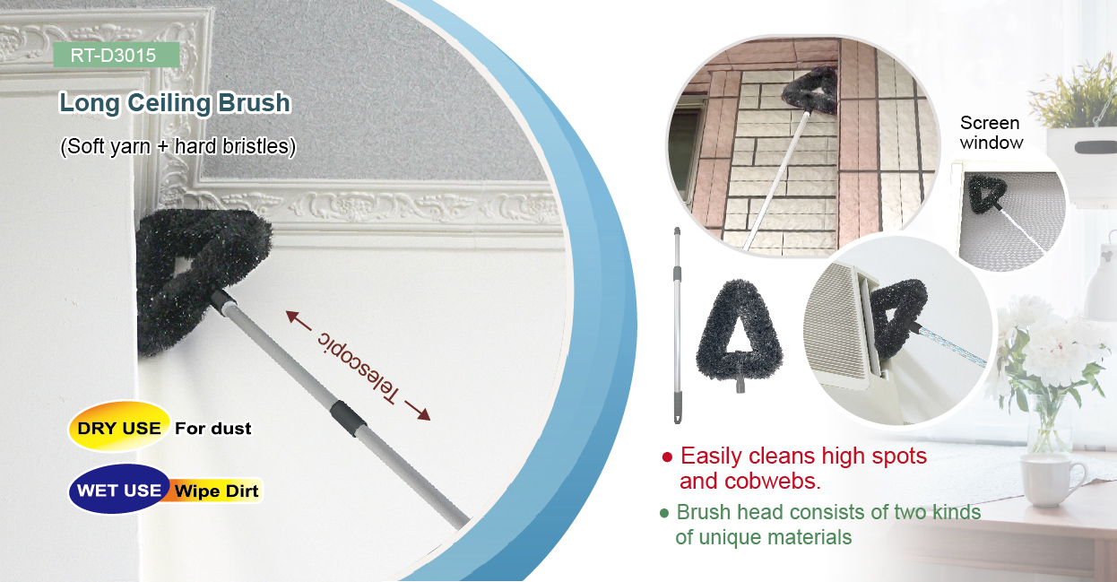 RT-D3015 Long Ceiling Brush - Easily cleans high spots and cobwebs