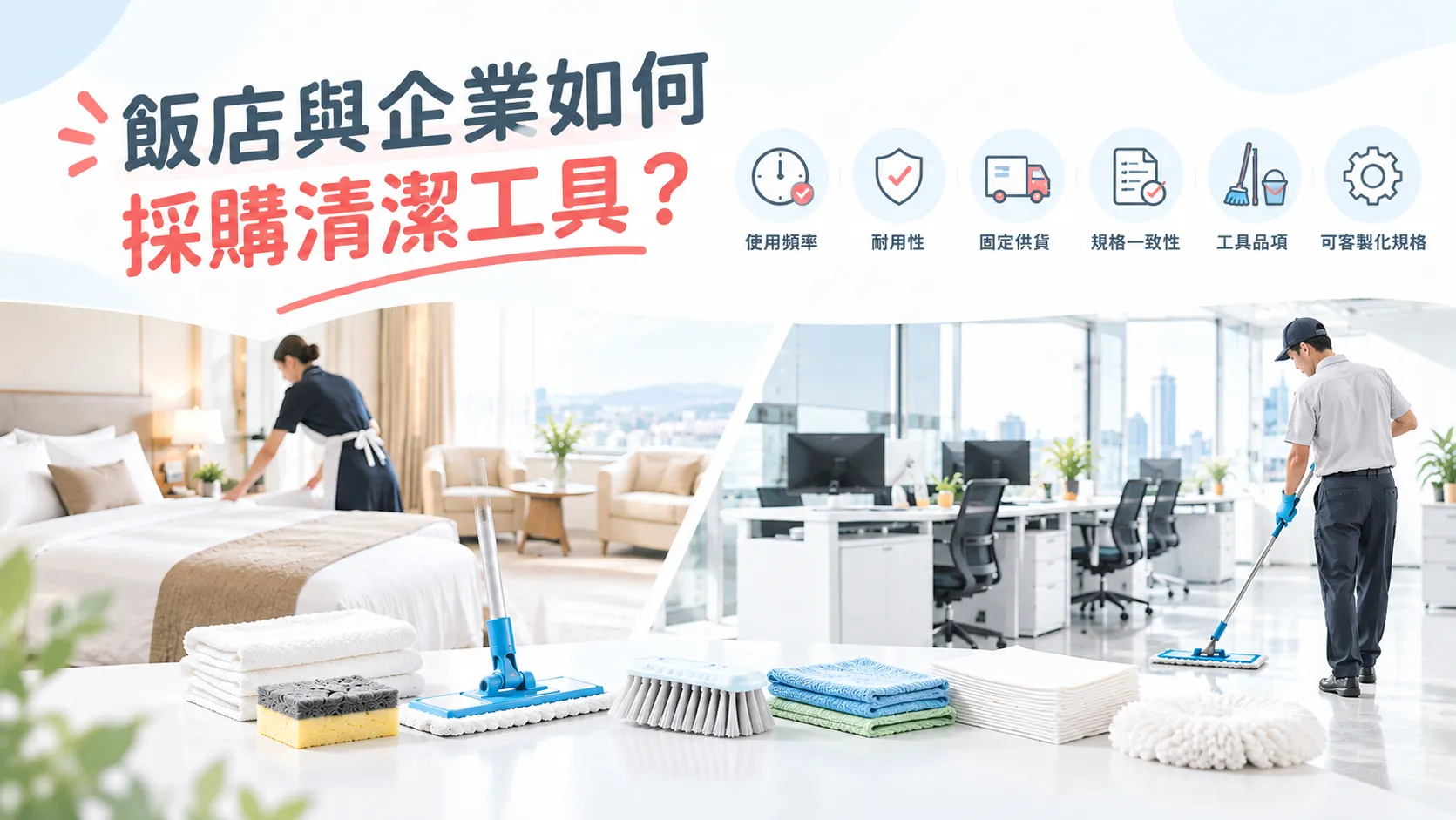 飯店與企業如何採購清潔工具? 家用與商用需求比較一次看